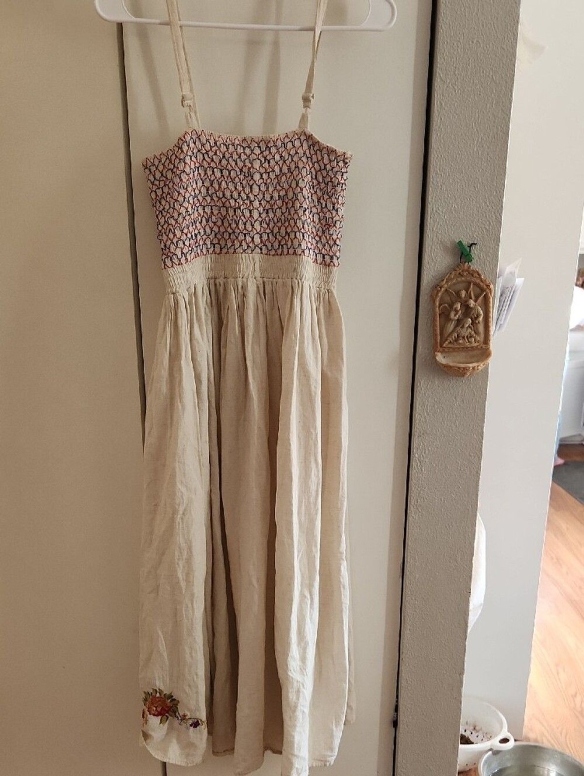 MAGIC Cream Smocked Dress Sz S