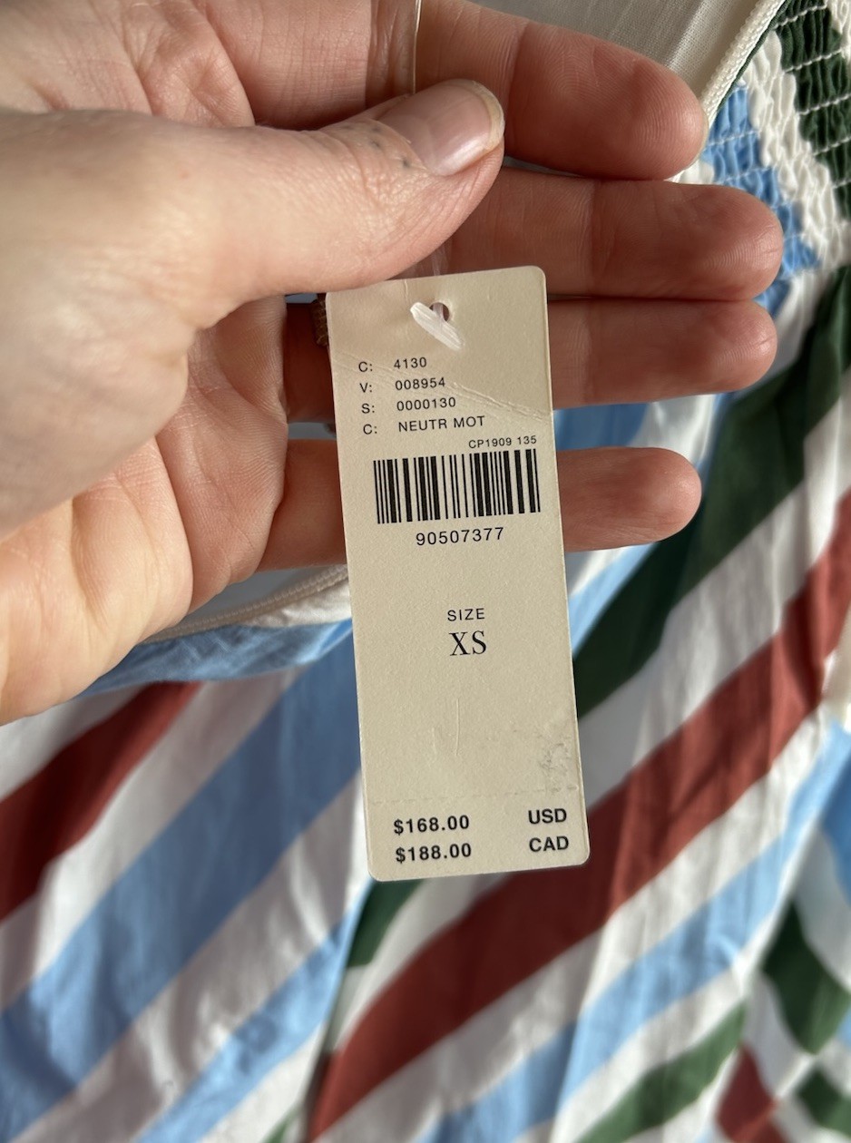 Maeve Anthropologie Striped Halter Midi Dress NWT XS Preppy Coastal Sundress
