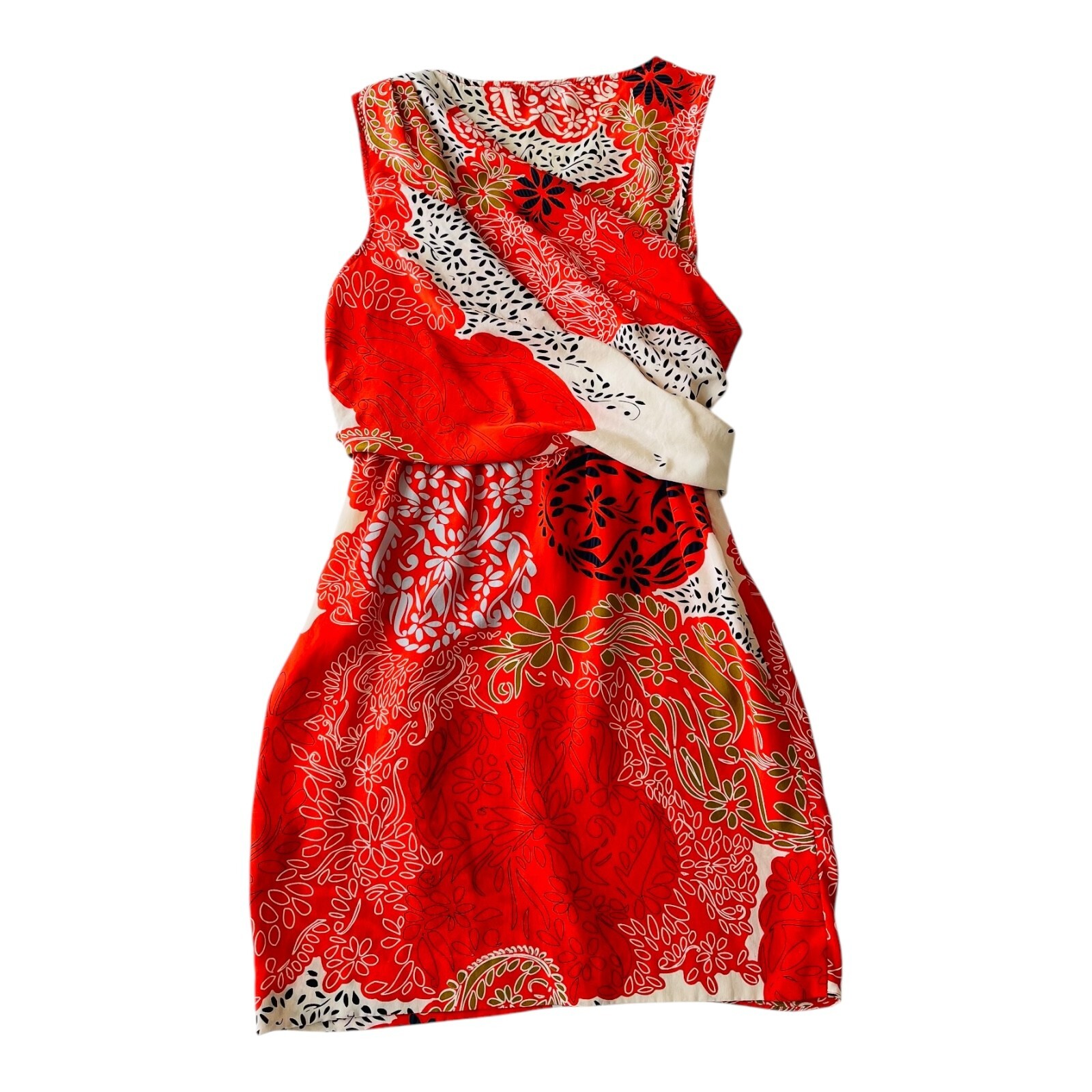 Julie Dillon Dress Silk Draped Orange Sheath Women’s Size 2 100% Silk