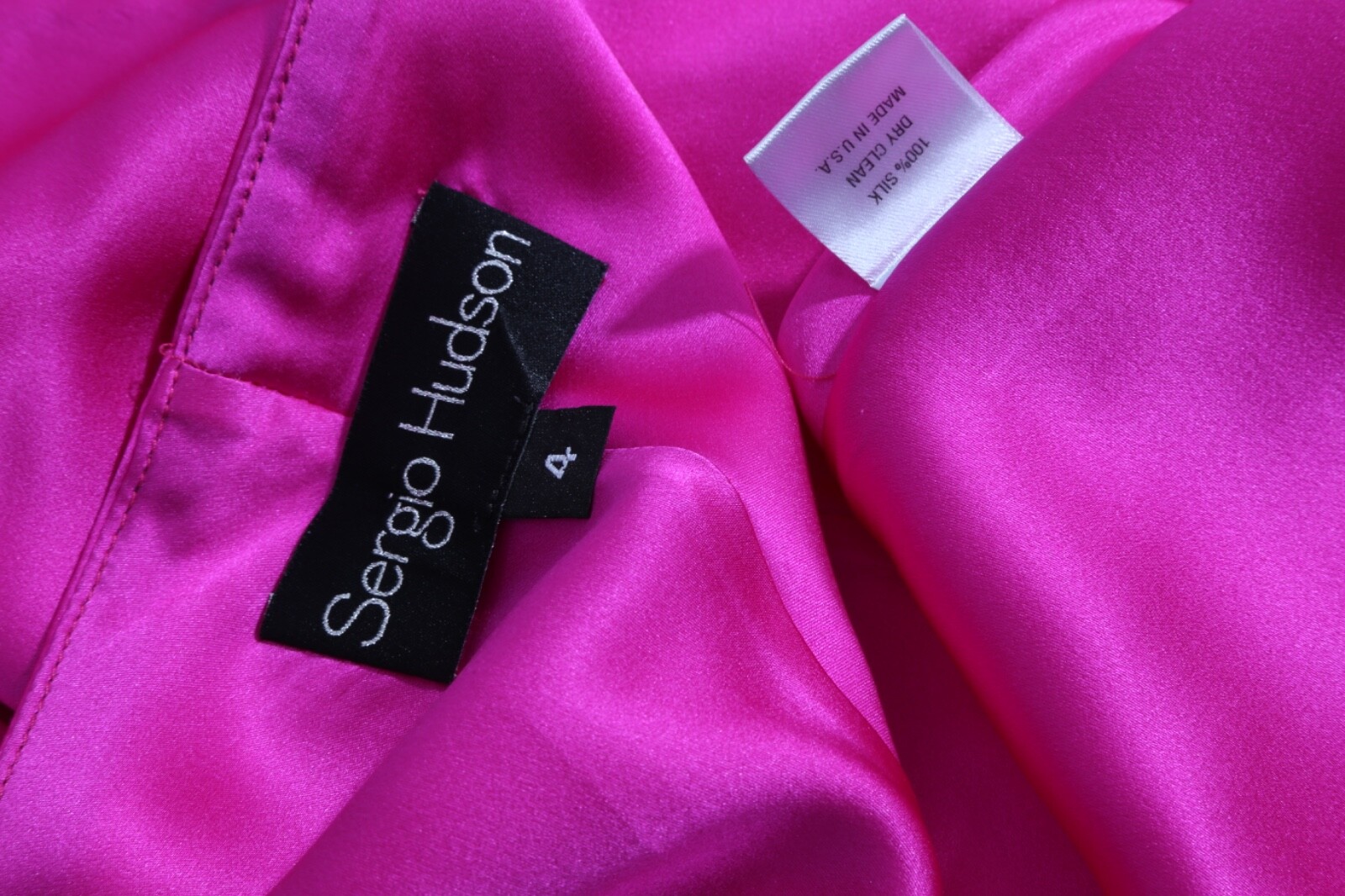 Sergio Hudson Fuchsia Silk Spaghetti Strap Mini Slip Dress Party Size 4