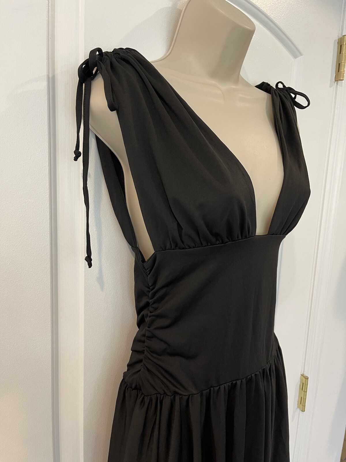 Bersy Black XS/S Rouched Cocktail Party Mini Dress Wedding Empire Waist Jersey