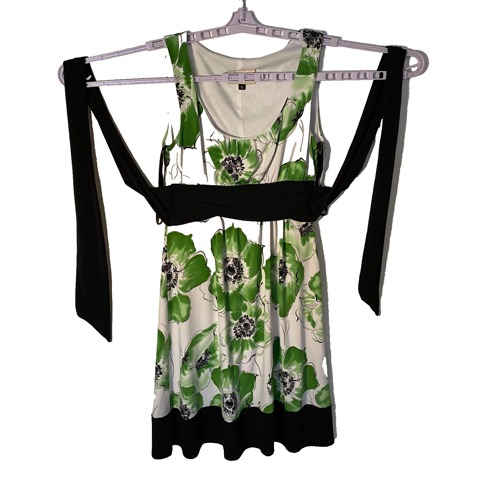 Roulette Green Black and White Empire Waist Dress Size Small