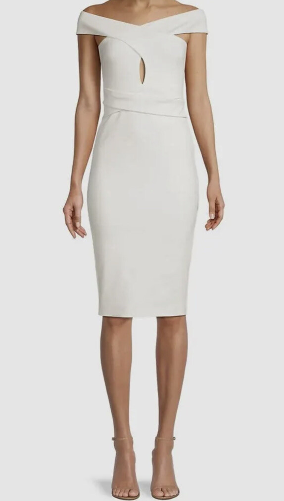 Lavish Alice Keyhole Ponte Halter Dress Women’s Size 4 Off White $170 Old Money
