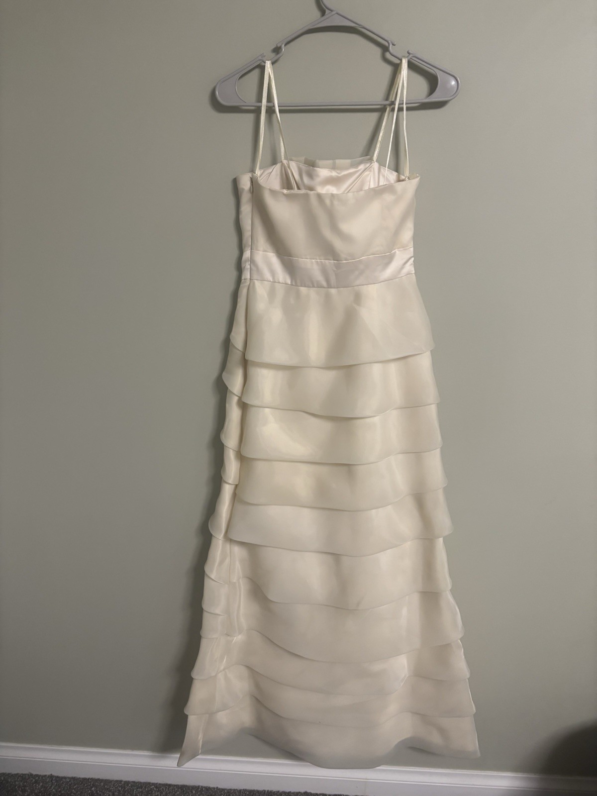 Max & Cleo Size 4 Small Ivory Tiered Maxi Dress Bridal Photo Shower Cocktail New
