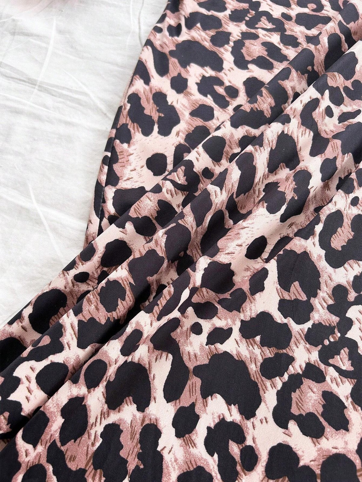 Romantic Leopard Print Spaghetti Straps Long Holiday Dress