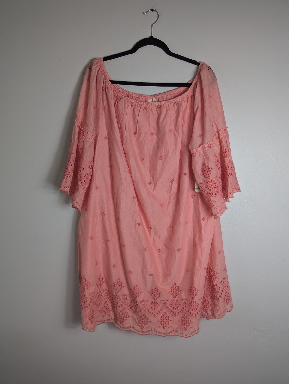 NWT St. John’s Bay Light Coral Eyelet Embroidered Dress Size XXL