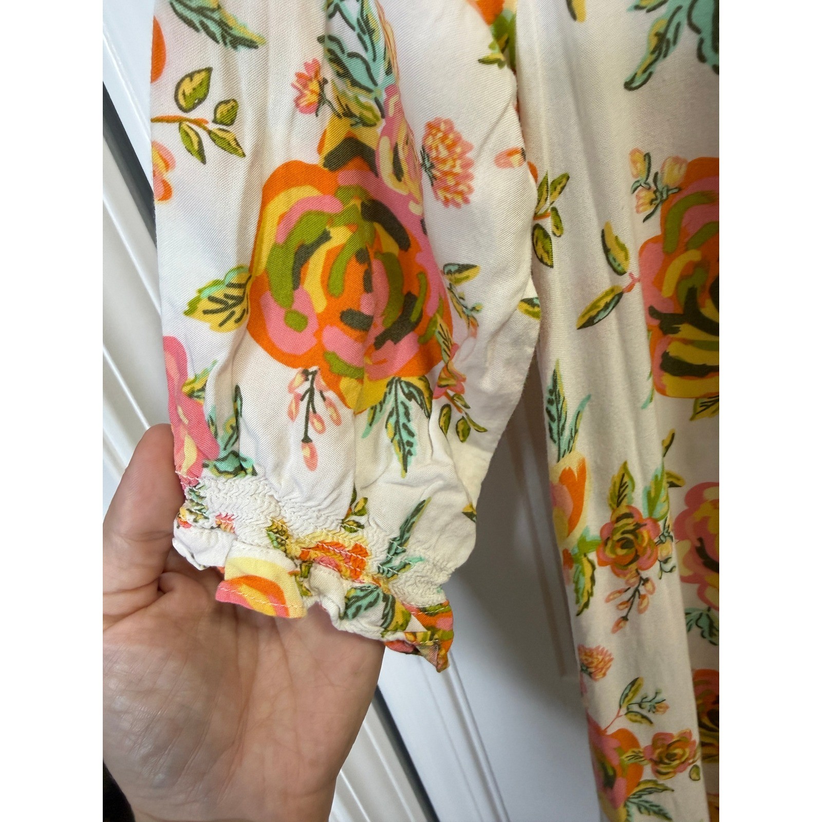 Matilda Jane Floral Tunic Dress XS White Pink Orange Boho Cottagecore