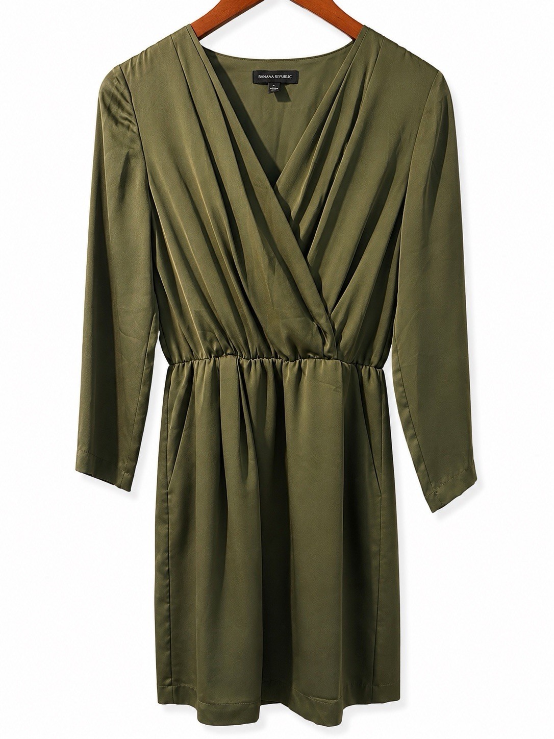 Banana Republic Olive Green Wrap Style Front Dress • Size 2