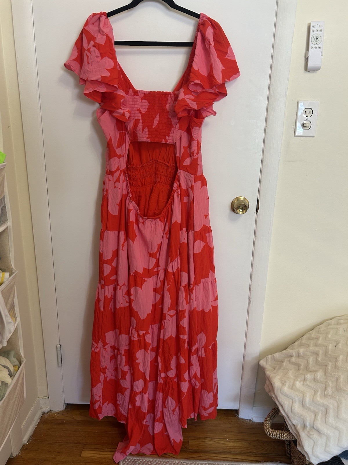Anthropologie Silver Lake Flutter Sleeve Maxi Dress In Red/Pink Floral 2X NWT