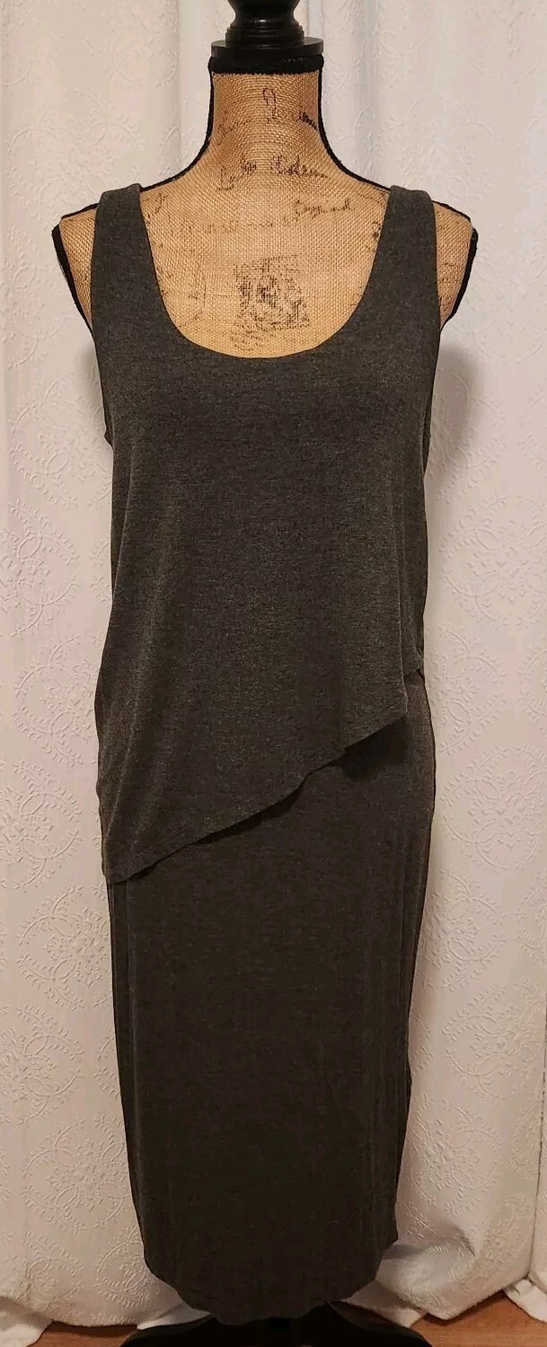 Banana Republic Women’s M Gray Sleeveless Knit Tiered Asymmetrical Sheath Dress