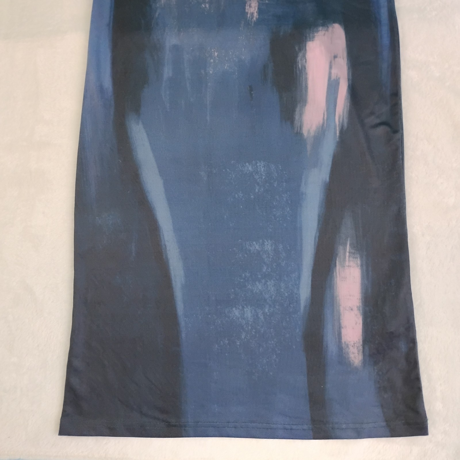 SHEIN Size S US4 Blue Pink Polyester Spandex Trompe L’oeil Body Print Maxi Dress