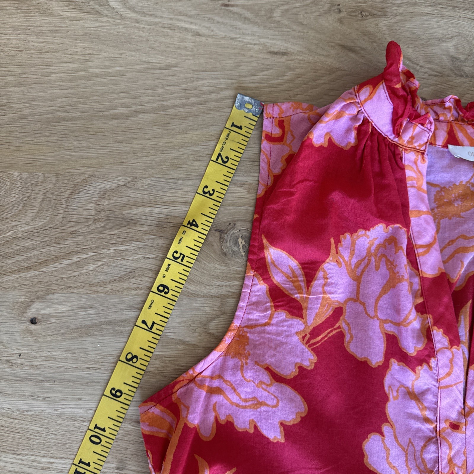 Olivaceous Red Orange And Pink Blossom Pattern Sleeveless Tiered Tunic Dress S