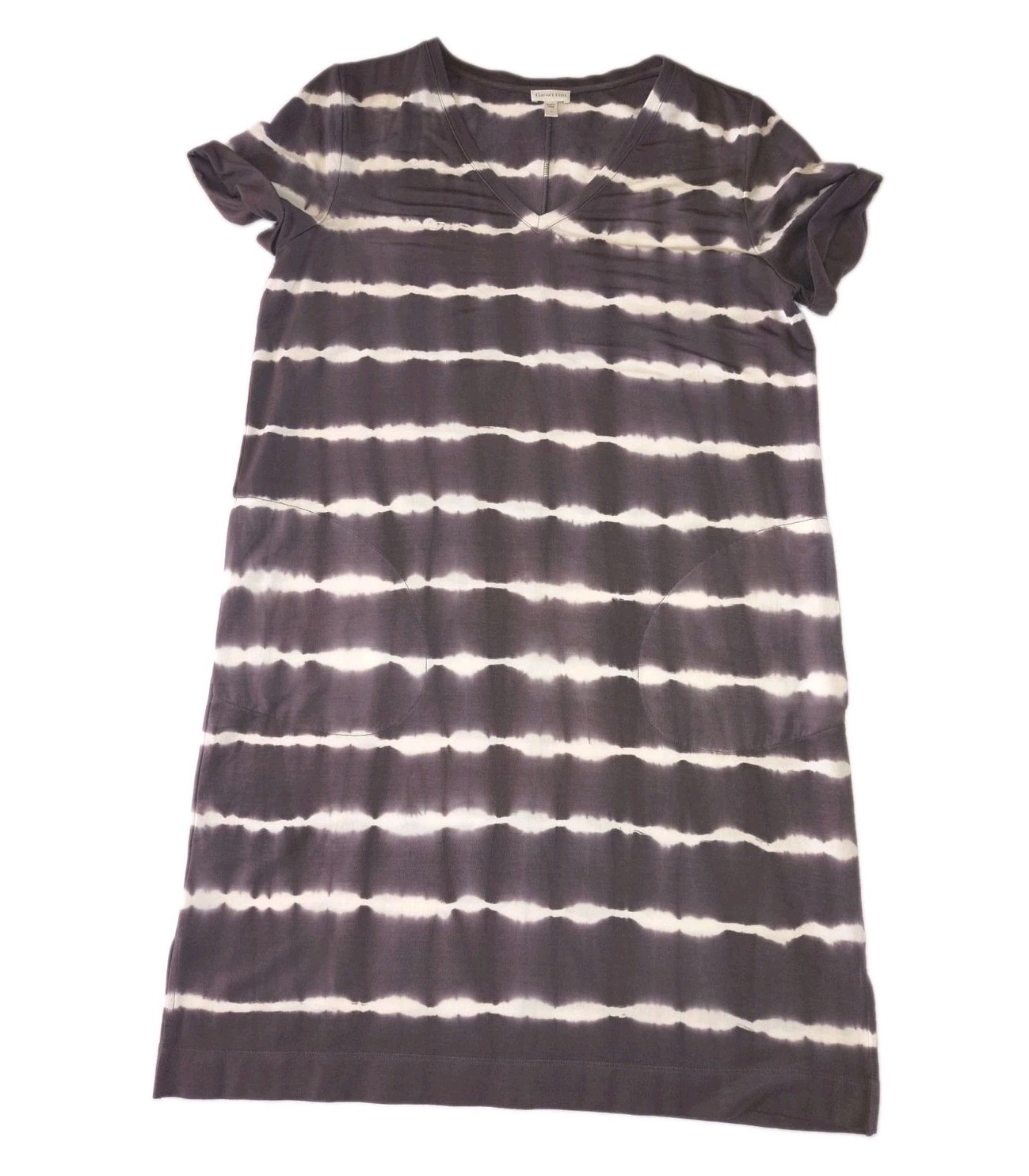 Garnet Hill Grey And White Tie Dye T-shirt Dress, Size L
