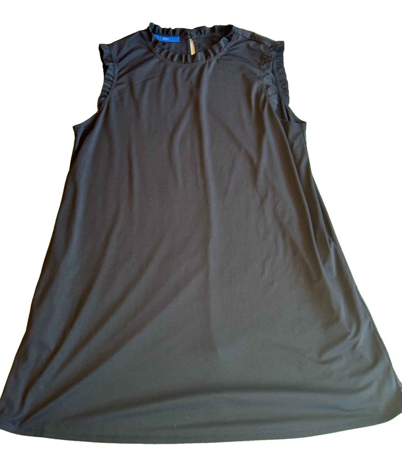 Apt. 9 Women’s XXL Black Sleeveless Ruffle Neck Stretch Blouse Top Plus Size