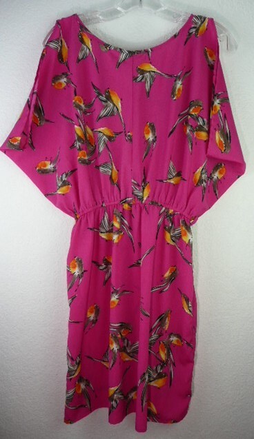 Ya Los Angeles Short Sleeve Size M Pink Multicolor Birds Summer Tunic Dress