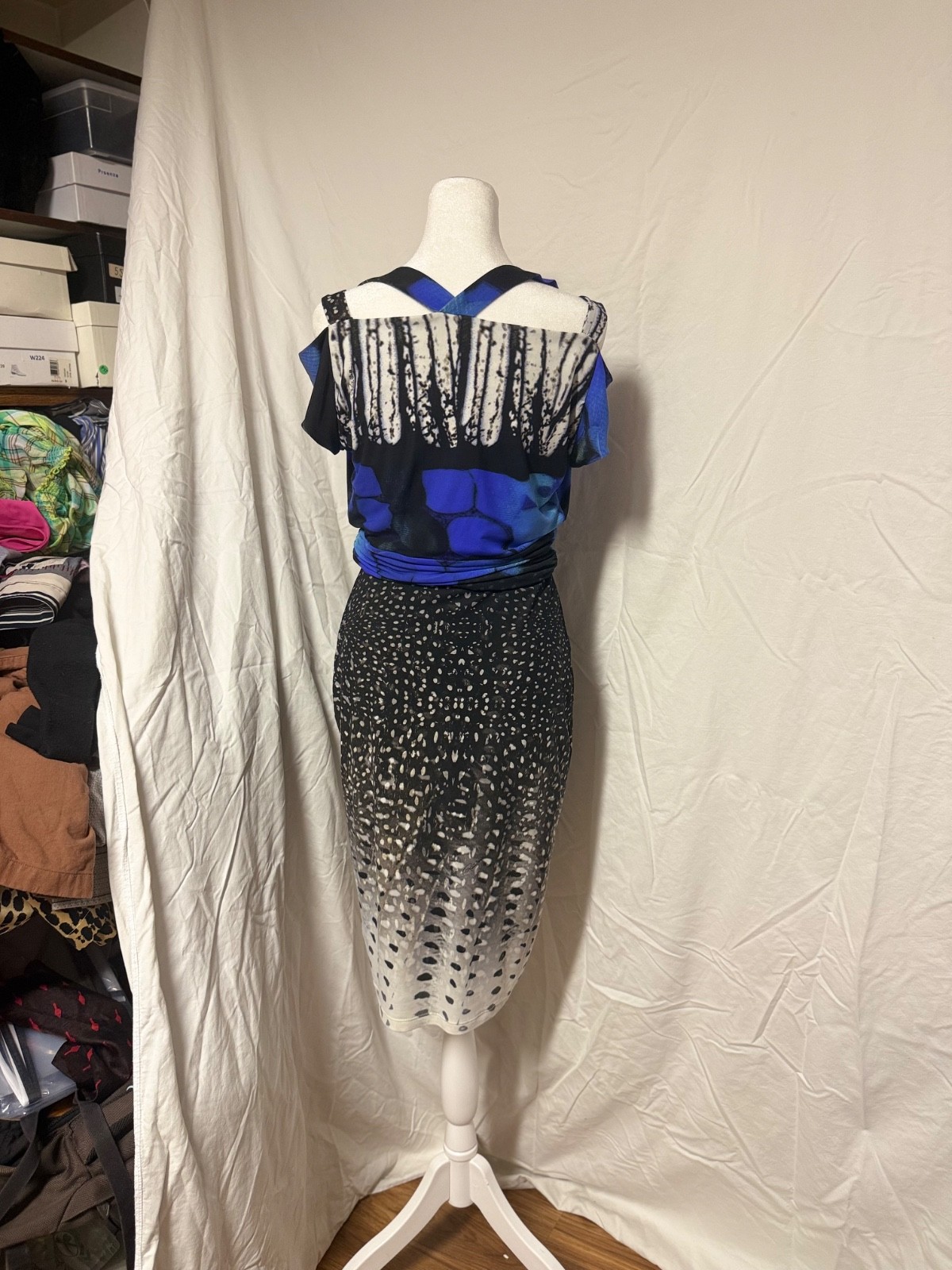 2009 Roberto Cavalli Cutout Shoulder Knee Dress Y2K Large