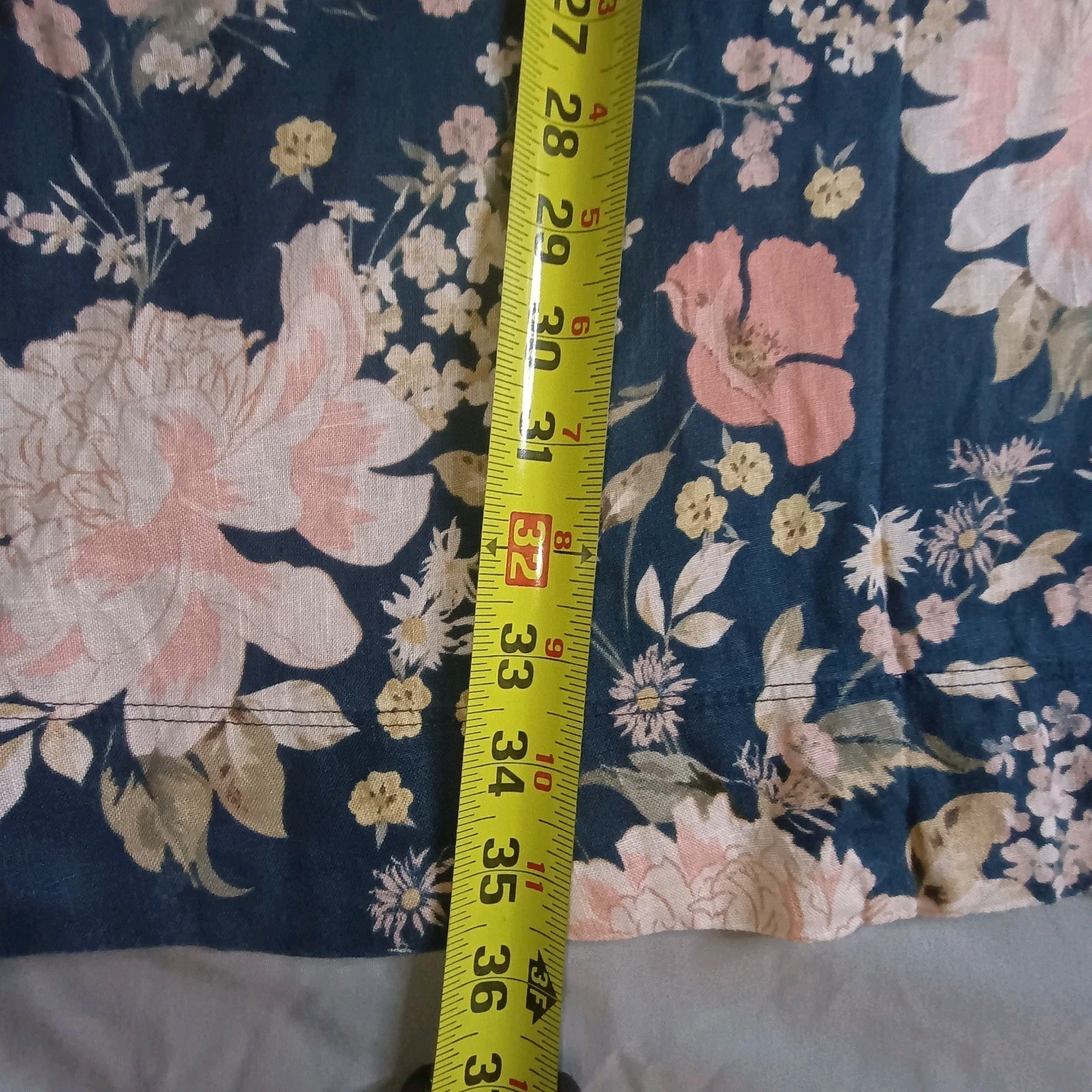 Cynthia Rowley Flowered Shift Dress Size L 100% Linen WITH POCKETS