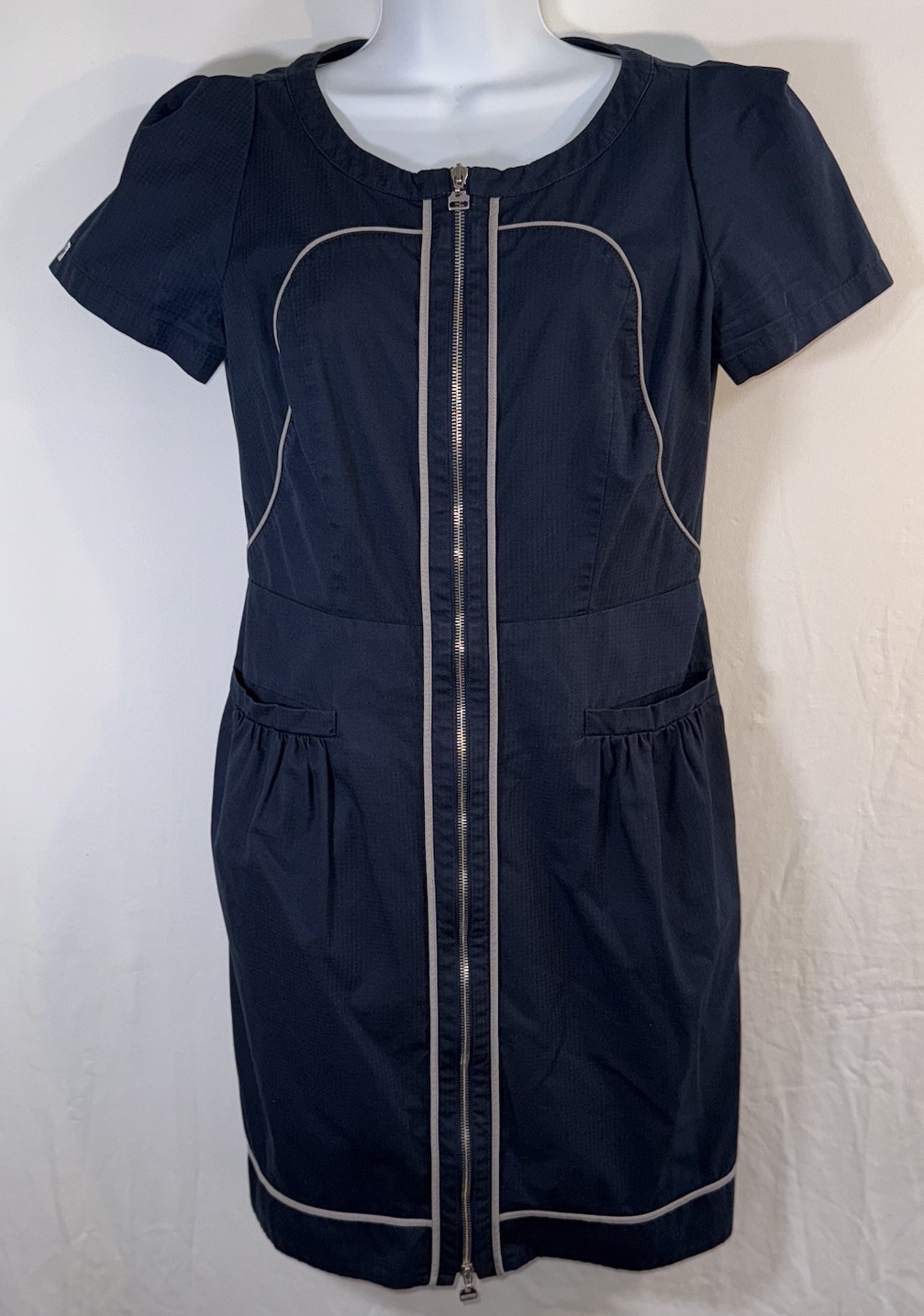 Max Mara Sportmax Code 2 Way Zip Athleisure Rip Stop Knee Length Dress Sz US 8