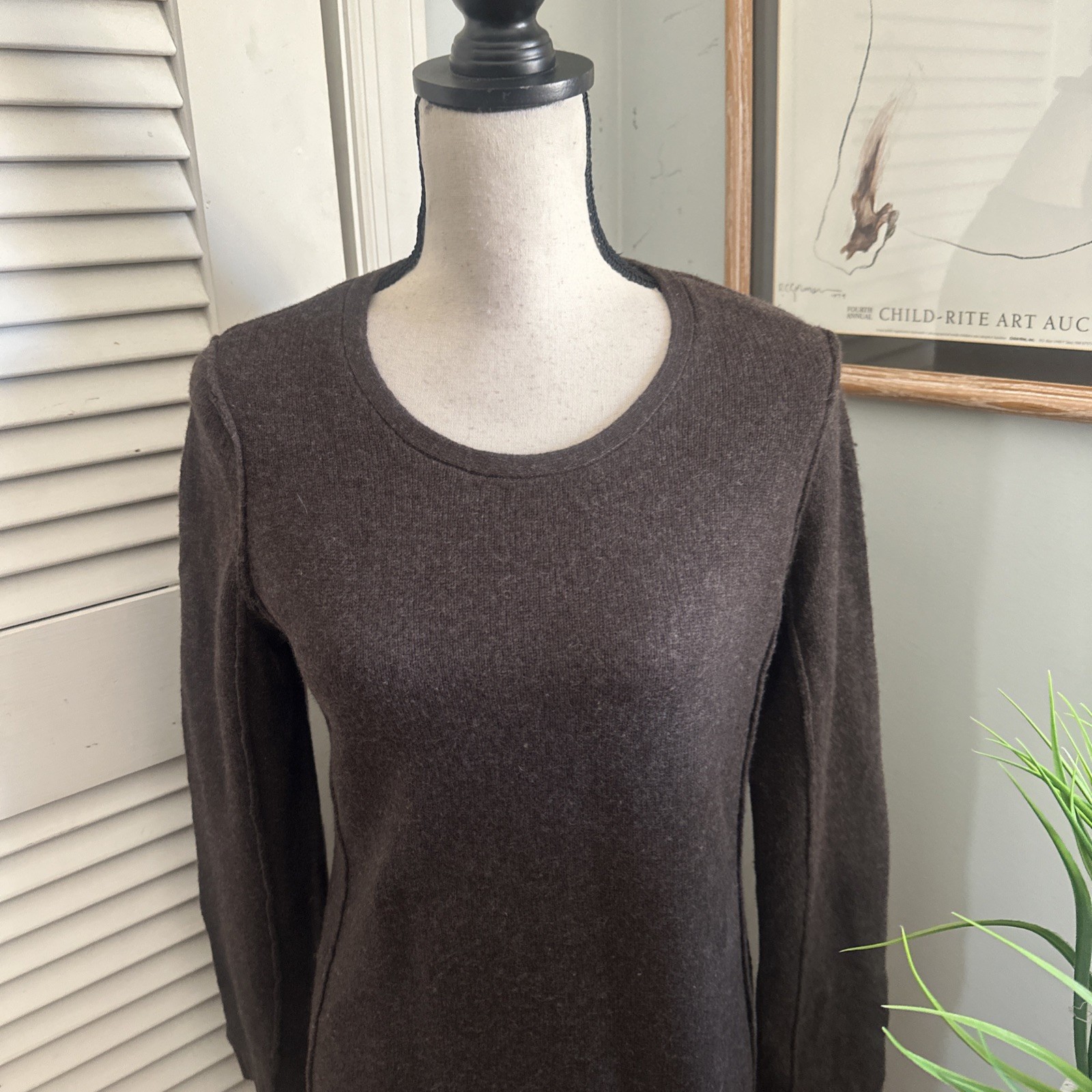 J Jill Sweater Dress Womens Small Brown Wool Cashmere Shift Winter Minimalist