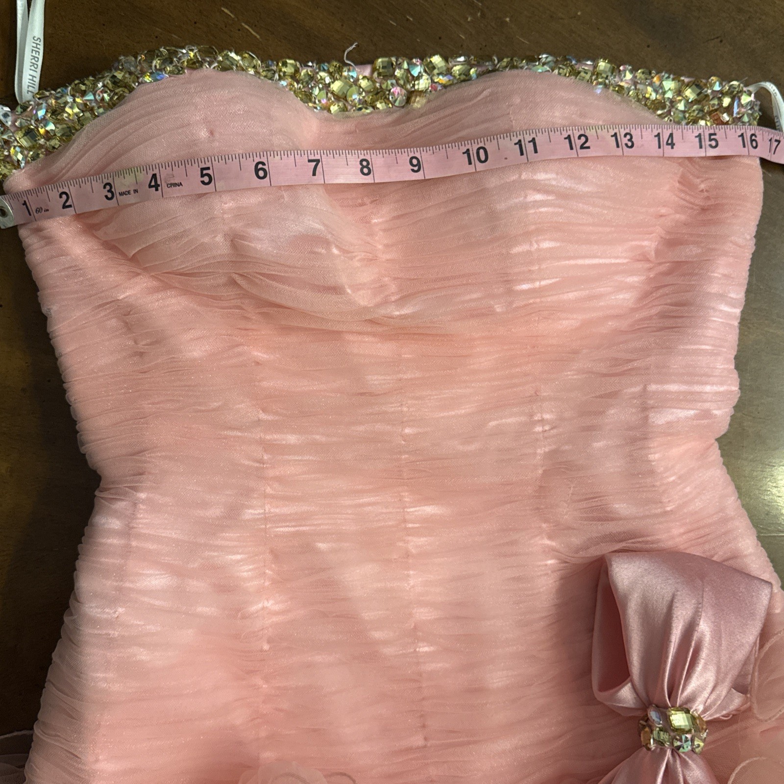 SHERRI HILL Homecoming Prom Formal Bubblegum Pink Ruffle Bow Tutu Dress Size 6