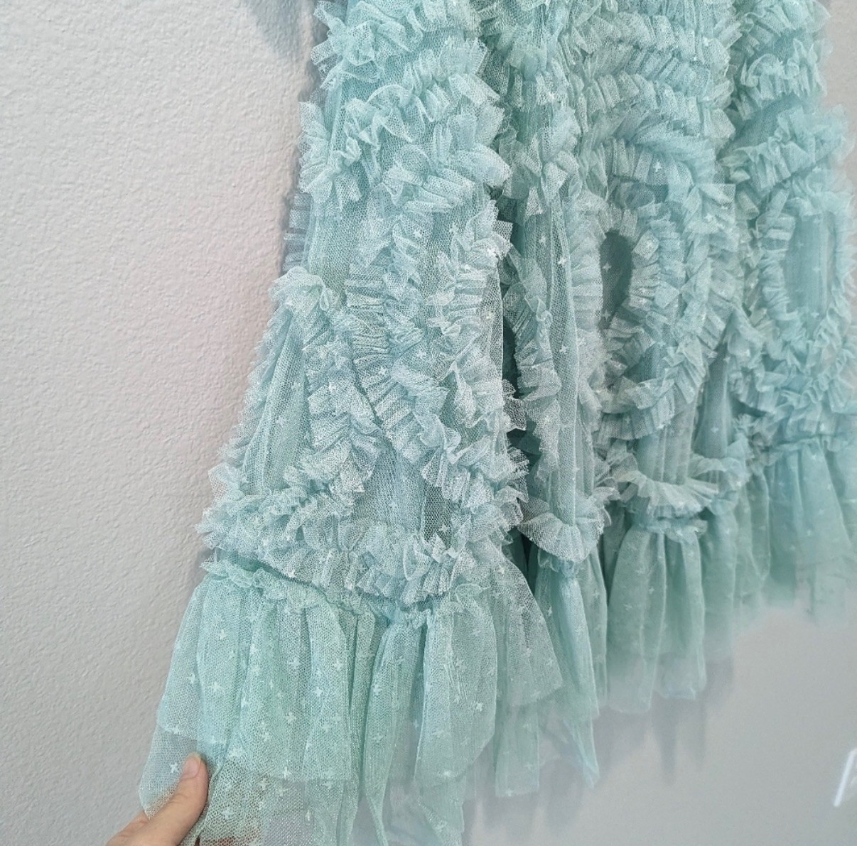 Needle & Thread Verity Ruffle Mini Dress Size 2 Green NEW with Tags
