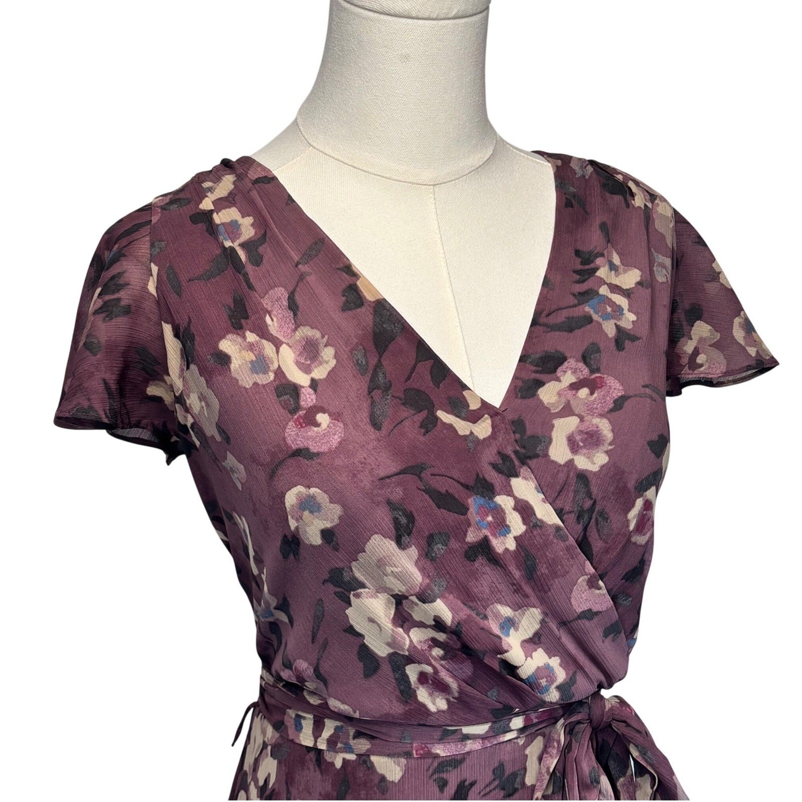 Ralph Lauren Maxi Dress Georgette Chiffon Floral Layered Ruffles Cottagecore 8