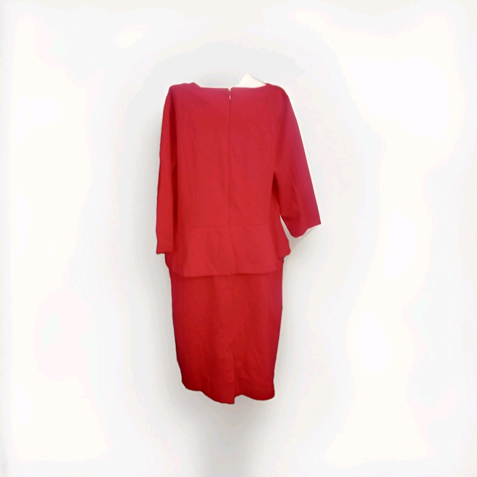 Talbots 18W Red Fitted Ponte Stretch Peplum 3/4 Sleeve Statement Holiday Classic