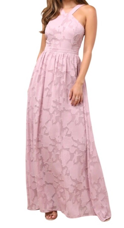 Lulus Love Beyond Mauve Burnout Floral Maxi Dress Women M NWT Wedding Guest