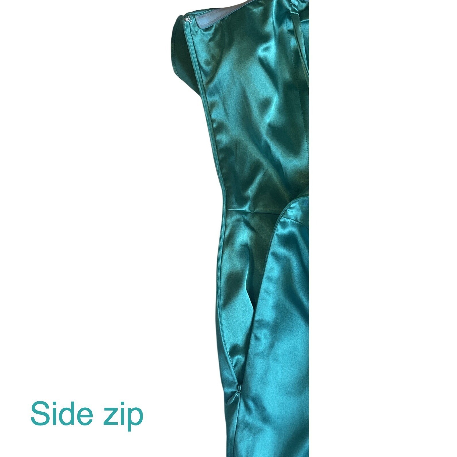100% Silk Women Sz 2 Teal Strapless Mini Ruffle Neckline Dress 🩵 Party Cocktail