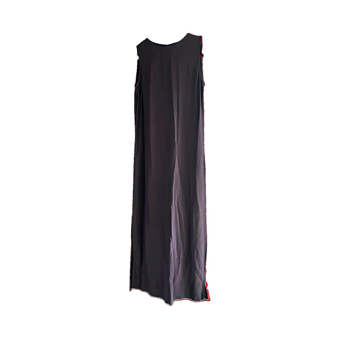 Eileen Fisher Eggplant 100% Silk Round Neck Sleeveless Side Slits Maxi S