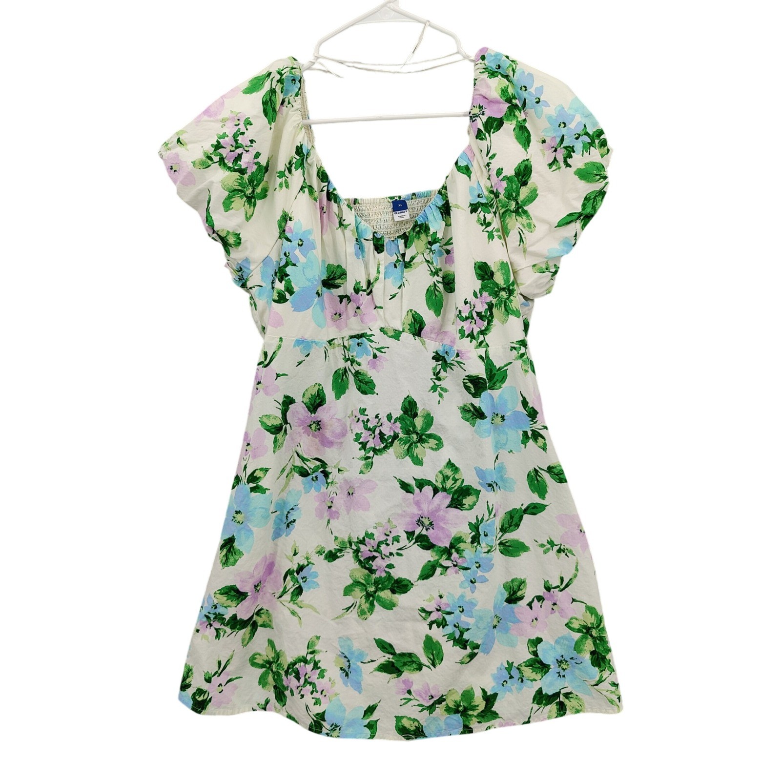 Old Navy Womens Cottage Romantic Peasant Floral Mindy Twill Dress XL White Green