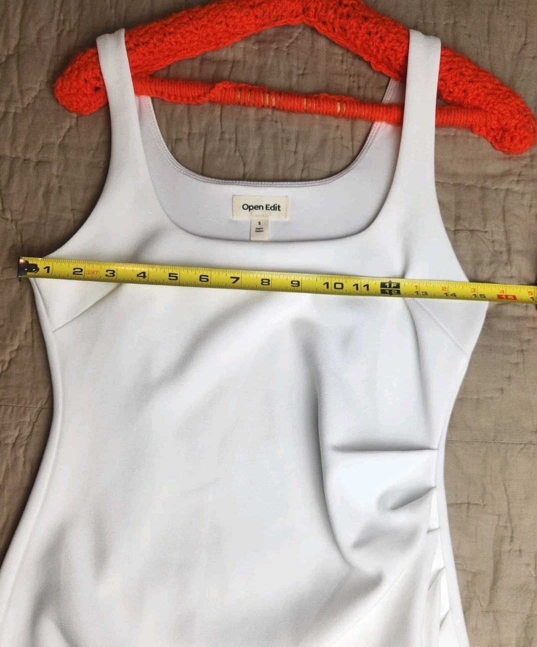 Open Edit Dress Small White Square Neck Mini Bodycon Sheath NWT Nordstrom $69.50
