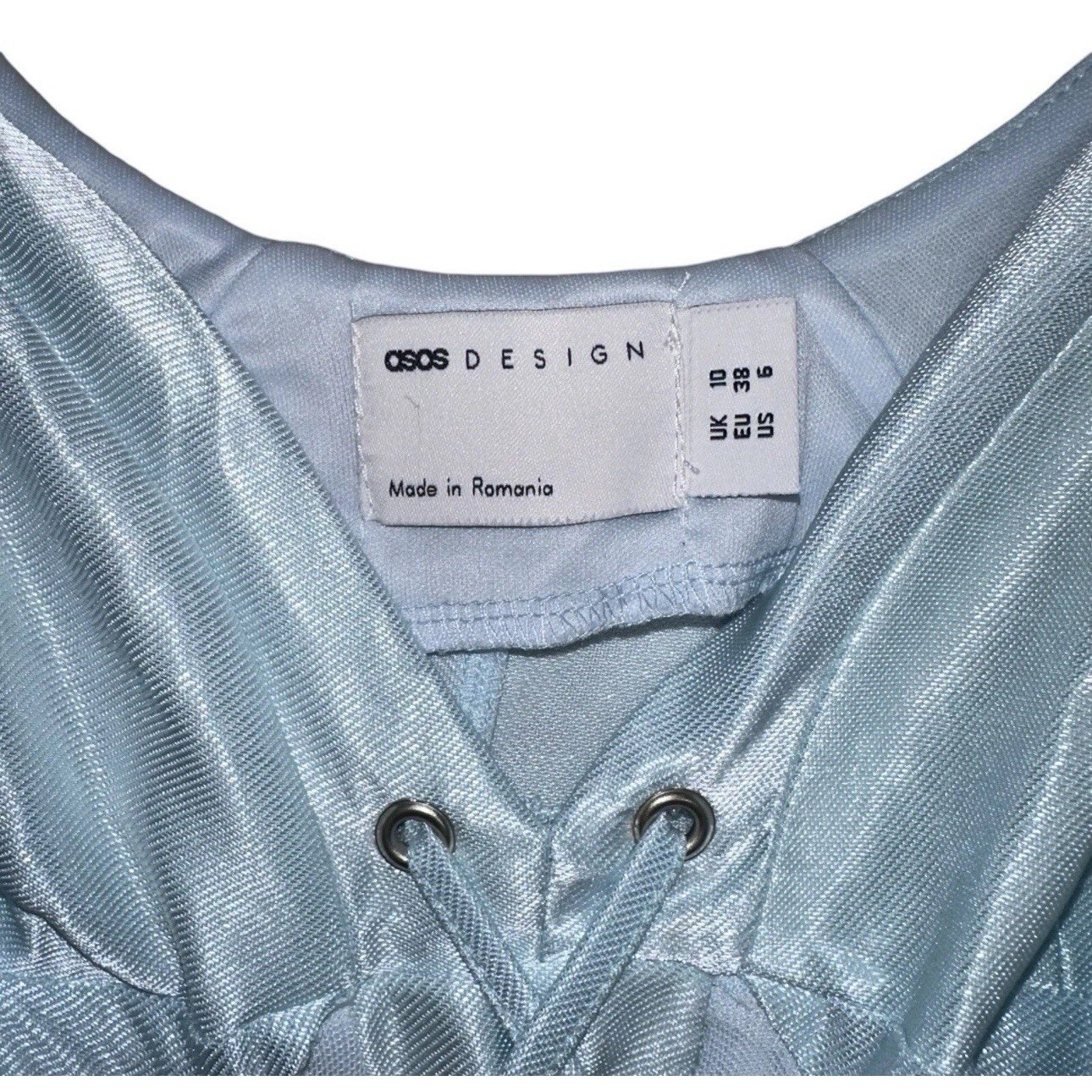 ASOS Womens NEW Blue Cupped Whimsical Fairy Lace Up Long Sleeve Dress Sz US 6