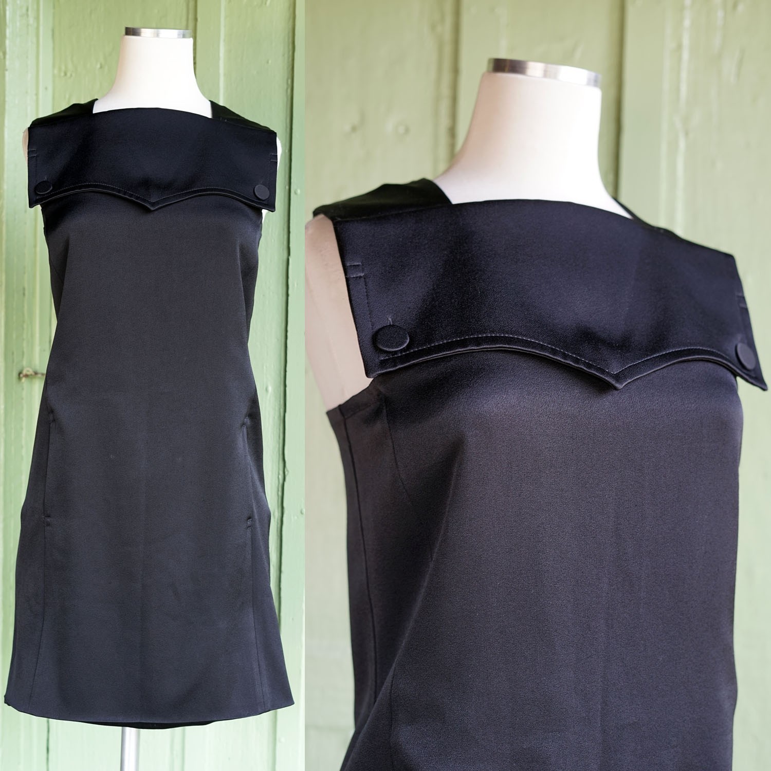 Givenchy Black Square Neck Collared Sleeveless Short Shift Dress Size 38