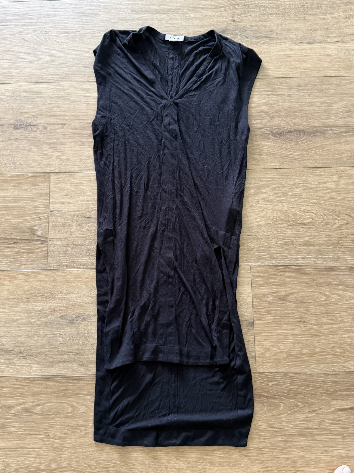 Helmut Lang Black Micro Modal Draped Bodycon Dress Size S Sleeveless