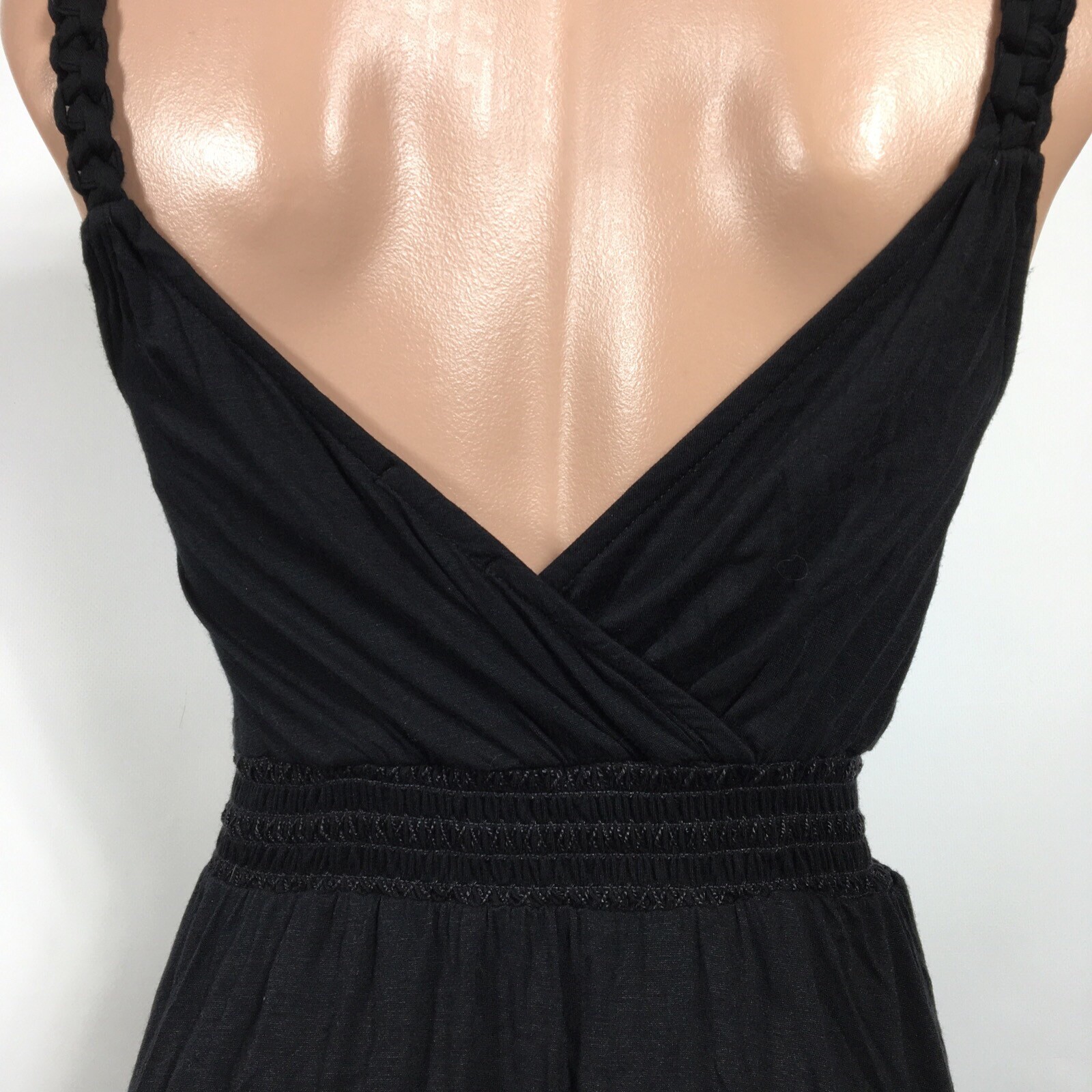 Ella Moss Crossover Braided Knotted Strap Black A-Line Fit Flare Summer Dress XS