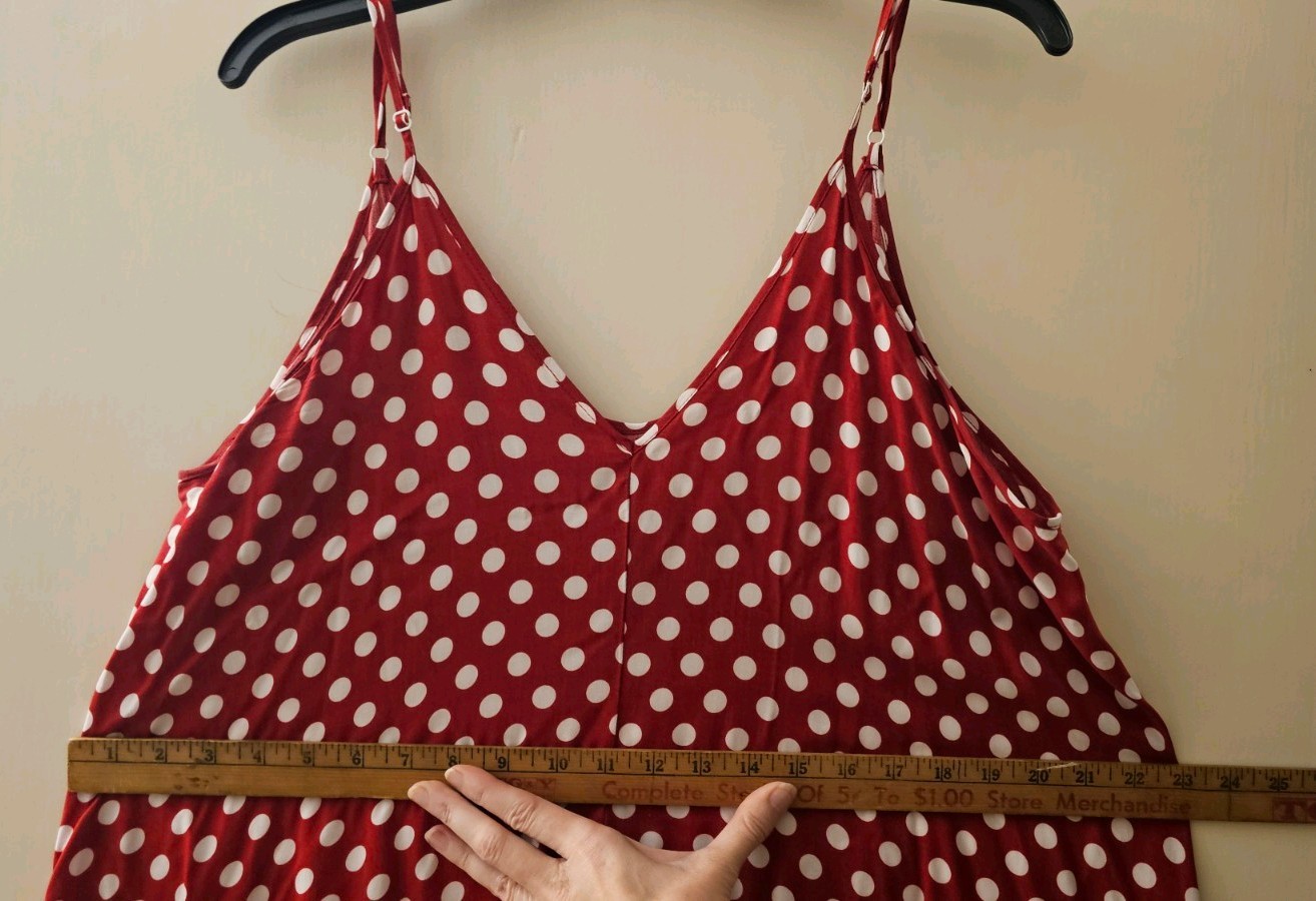 LILBETTER Red White Polka Dot Maxi Dress Women’sSZ XL AdjustableStrapsSleeveless