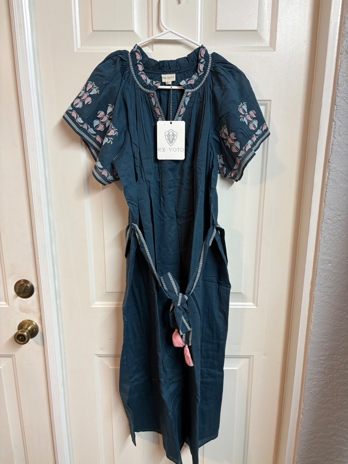 Spring Dress! EX Voto XS/Small Stargazer Blue Bri Dress Embroidery BOHO CHIC!