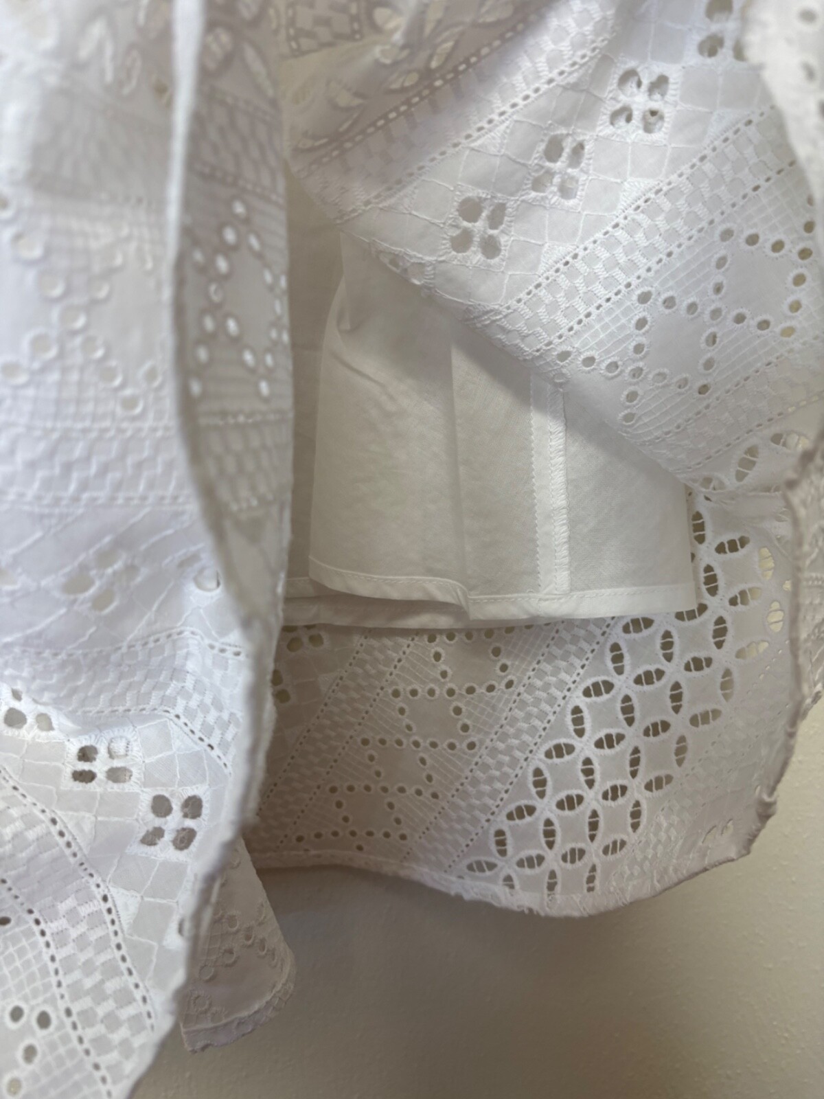 Thakoon white Eyelet Combo Trapeze long Dress Size 2 NWT smocked waist summer