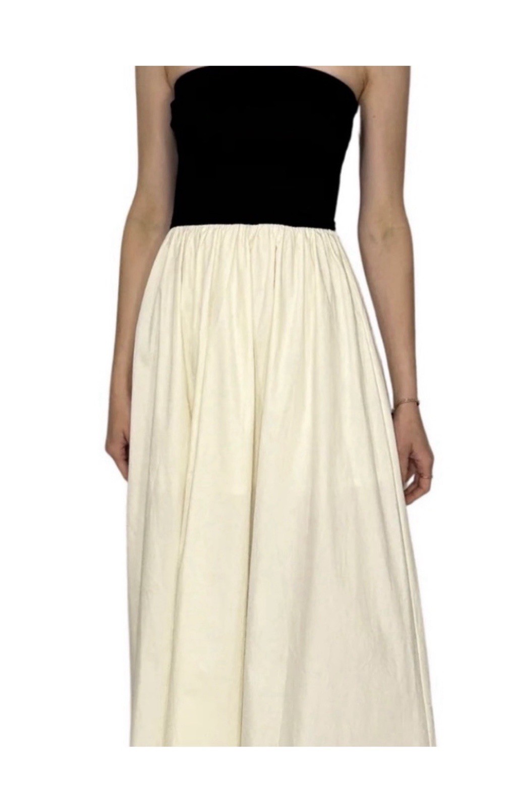 NWT Bobbles & Lace Hold Up Dress Medium Black Cream Maxi Midi Strapless