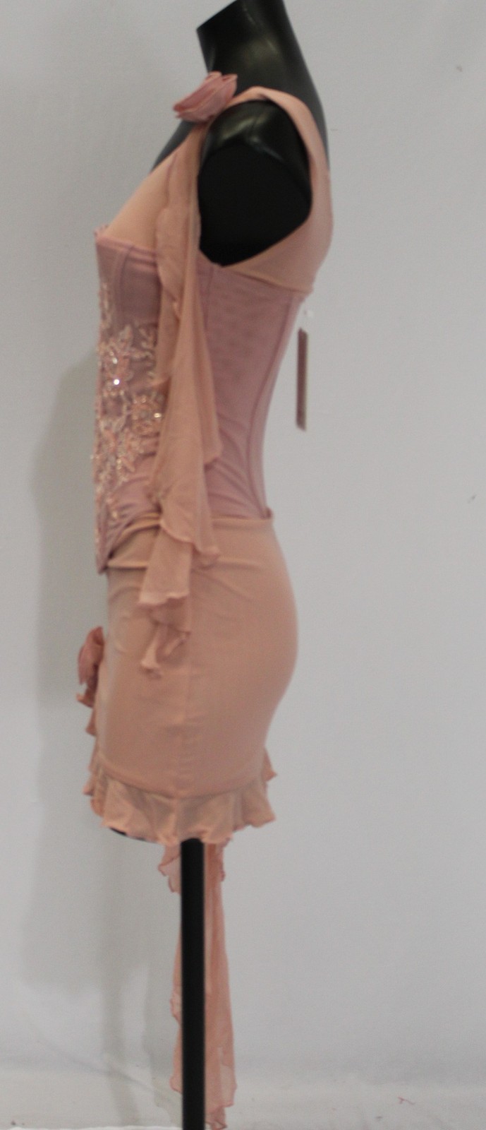 Outcast Women’s Loreto Corset Mesh Mini Floral Sequin Dress LB3 Pink Small NWT