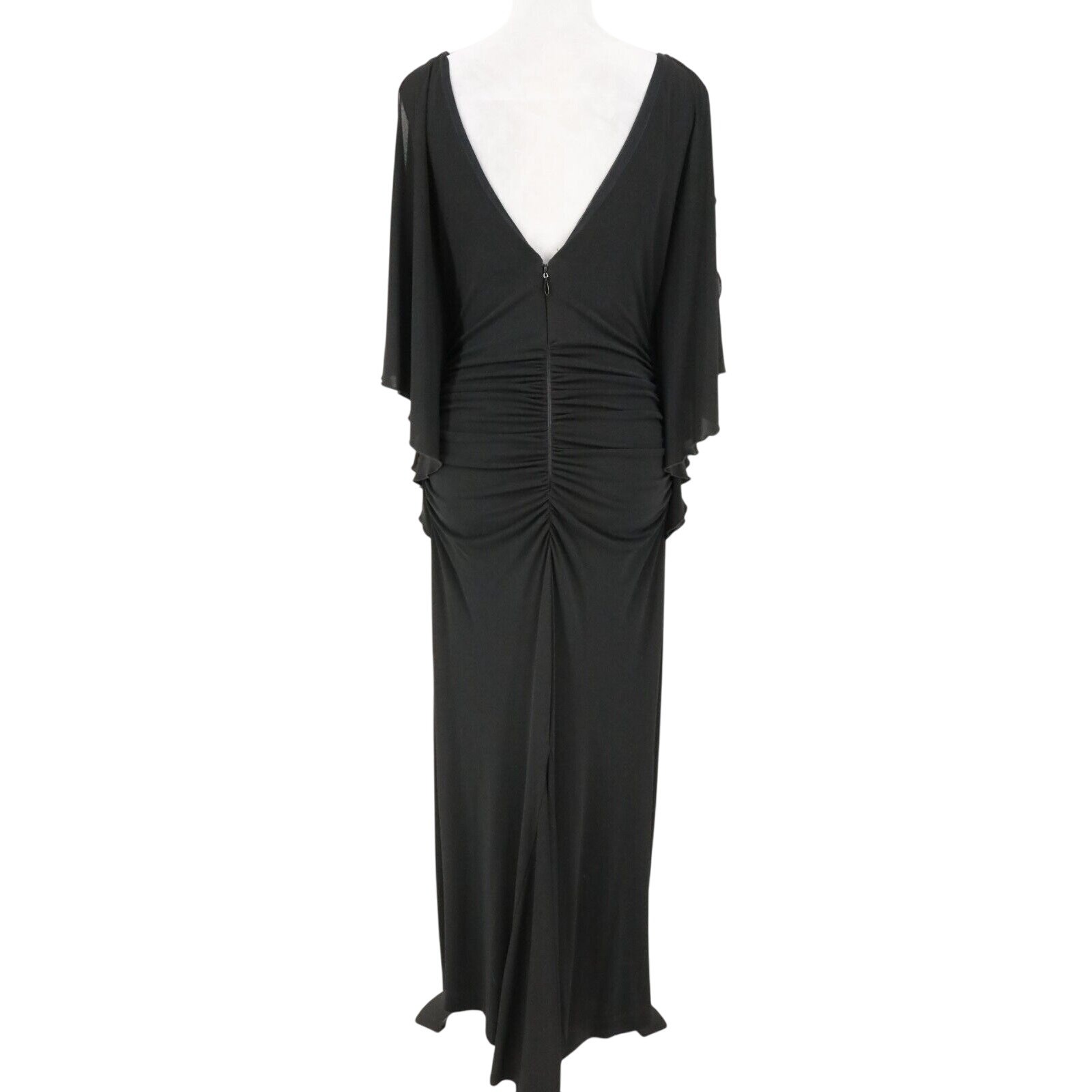 Nicole Miller Gown Womens 10 Black Maxi Ruched Lined Dress Low Back Zip Formal