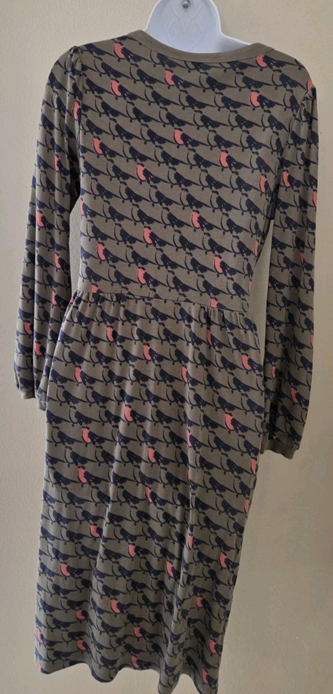 Boden Green V Neck Midi Maxi Dress With Red Robin’s US 12 (UK 10)