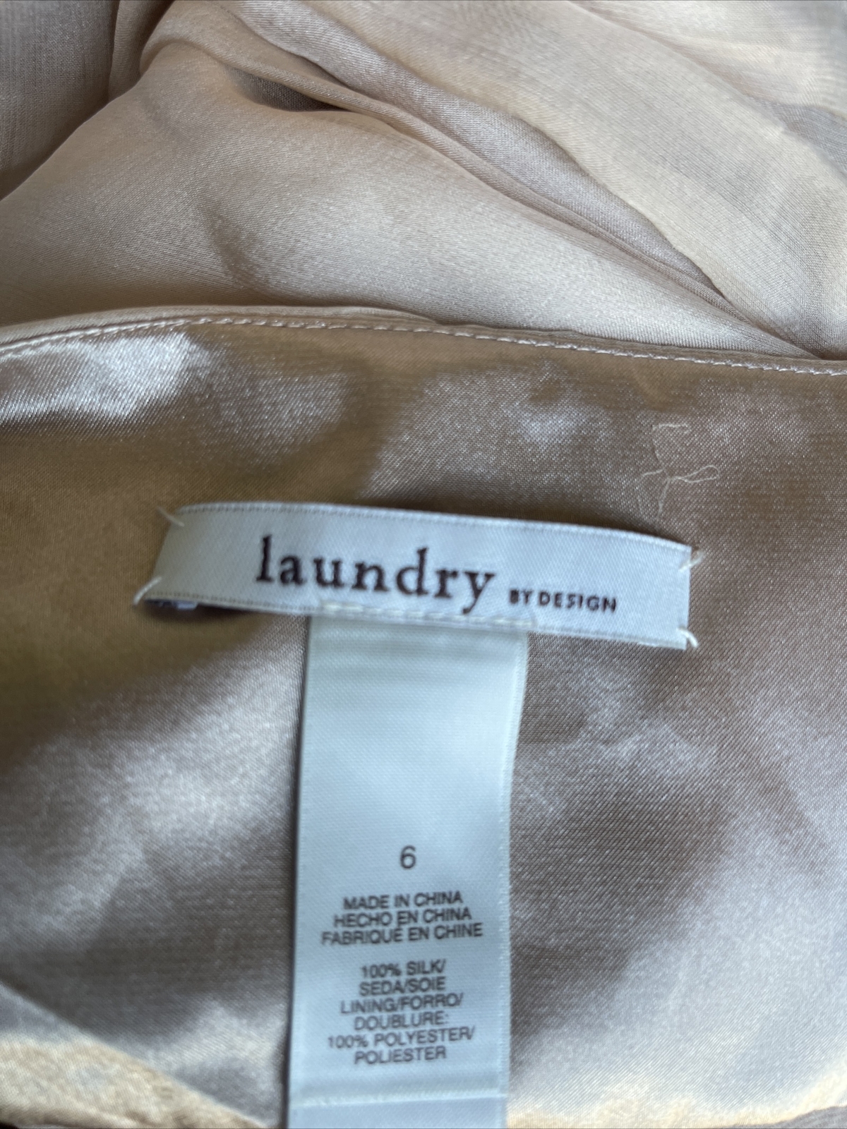 without tags Laundry by Design 100 Silk Nude Rusched Empire Lined Formal G2U