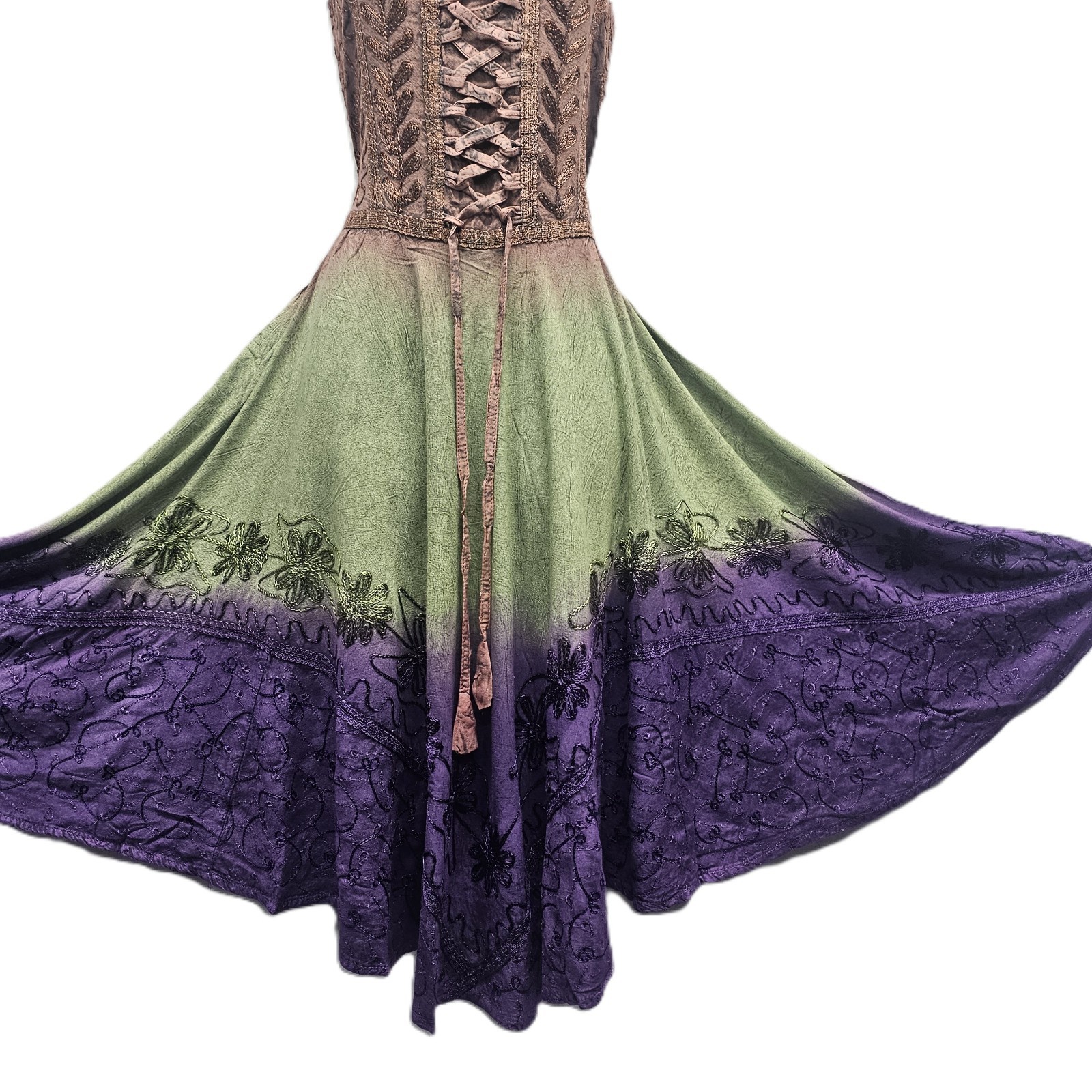 Knee Length Boho Dress Casual Rayon Cotton Corset Full Flare One Size 8 10 12