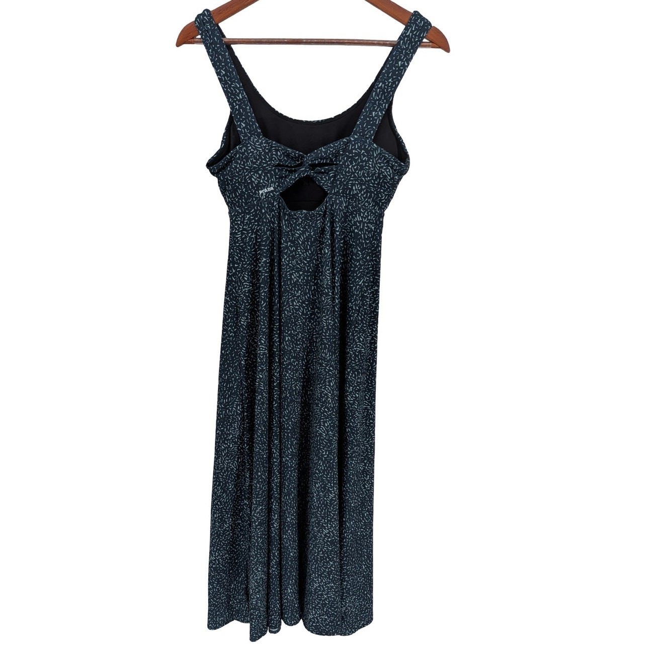 prAna Lata Beach Dress Blue Print Built In Shelf Bra Midi Travel Outdoor Small