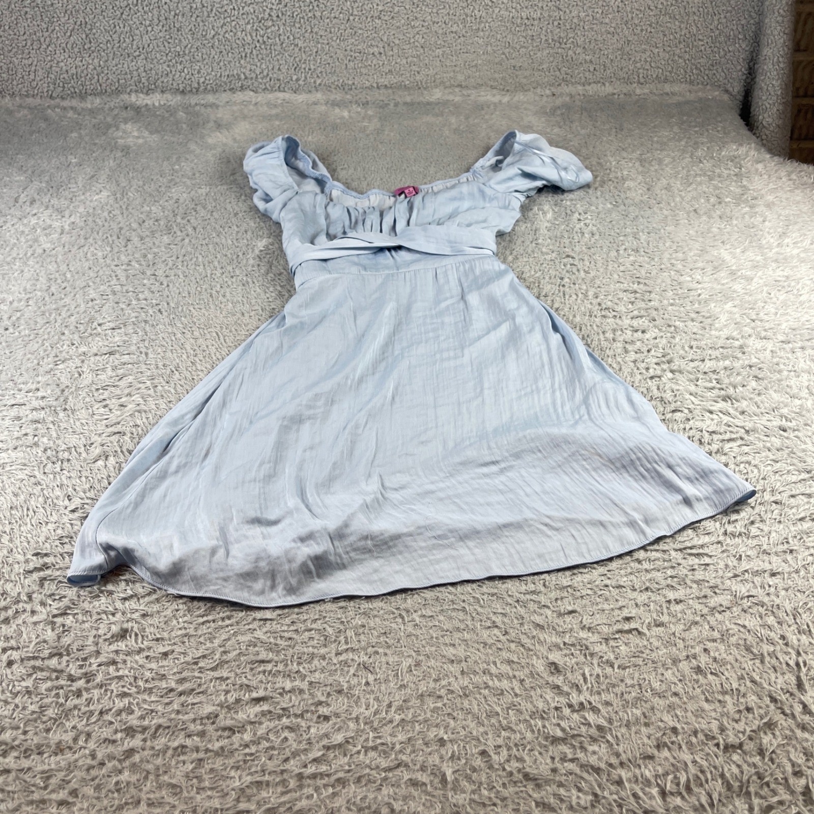 Mi Ami for Francesca’s Light Blue Ruched Mini Dress Short Sleeve Size S