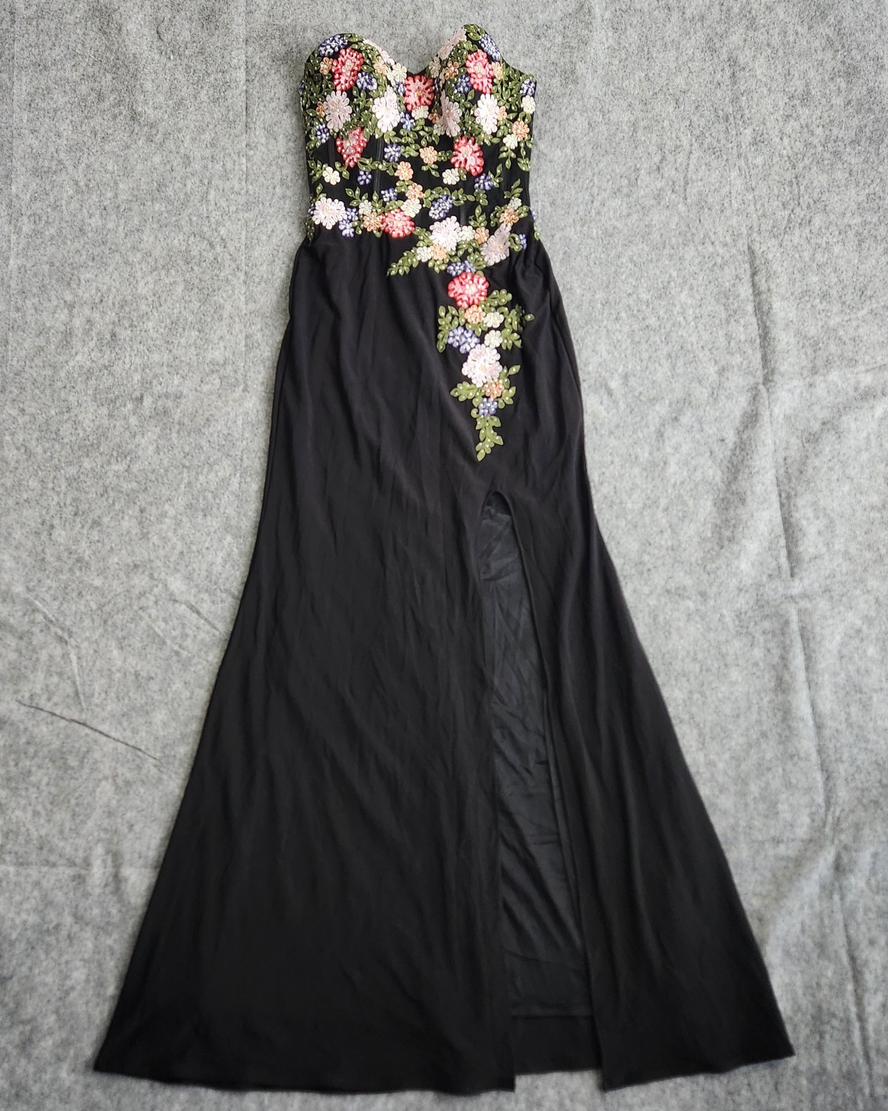 Blondie Nites Corset Embroidered Rhinestones Gown Dress Women’s 1 Black Fairy