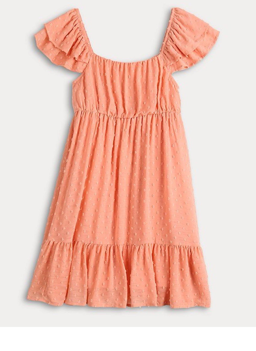 Rewind Junior Size XL Flutter Sleeve Clip Dot Dress