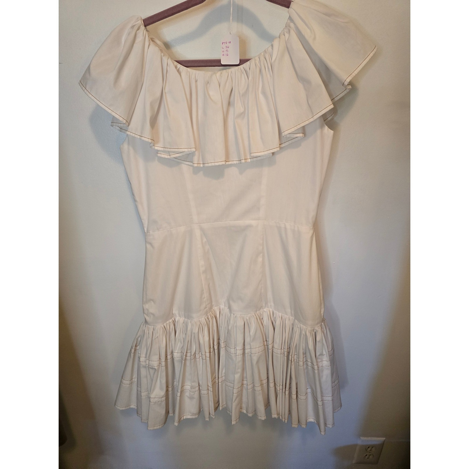 Yenny Bastida White Ruffle Sleeve Button Front Mini Dress Size 8 Handcrafted